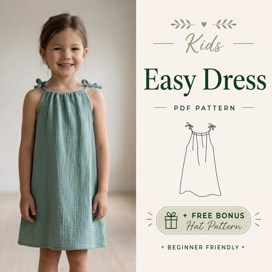 Girls Dress Sewing Pattern, Adjustable Strap Beginner Pattern