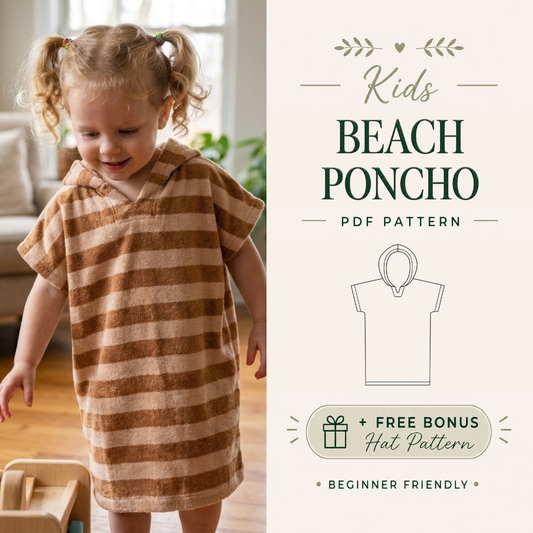 Beach Poncho Sewing Pattern, Kids And Adult Surf Towel