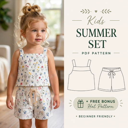 Girls Summer Shorts Set Pattern, Sleeveless Top And Shorts
