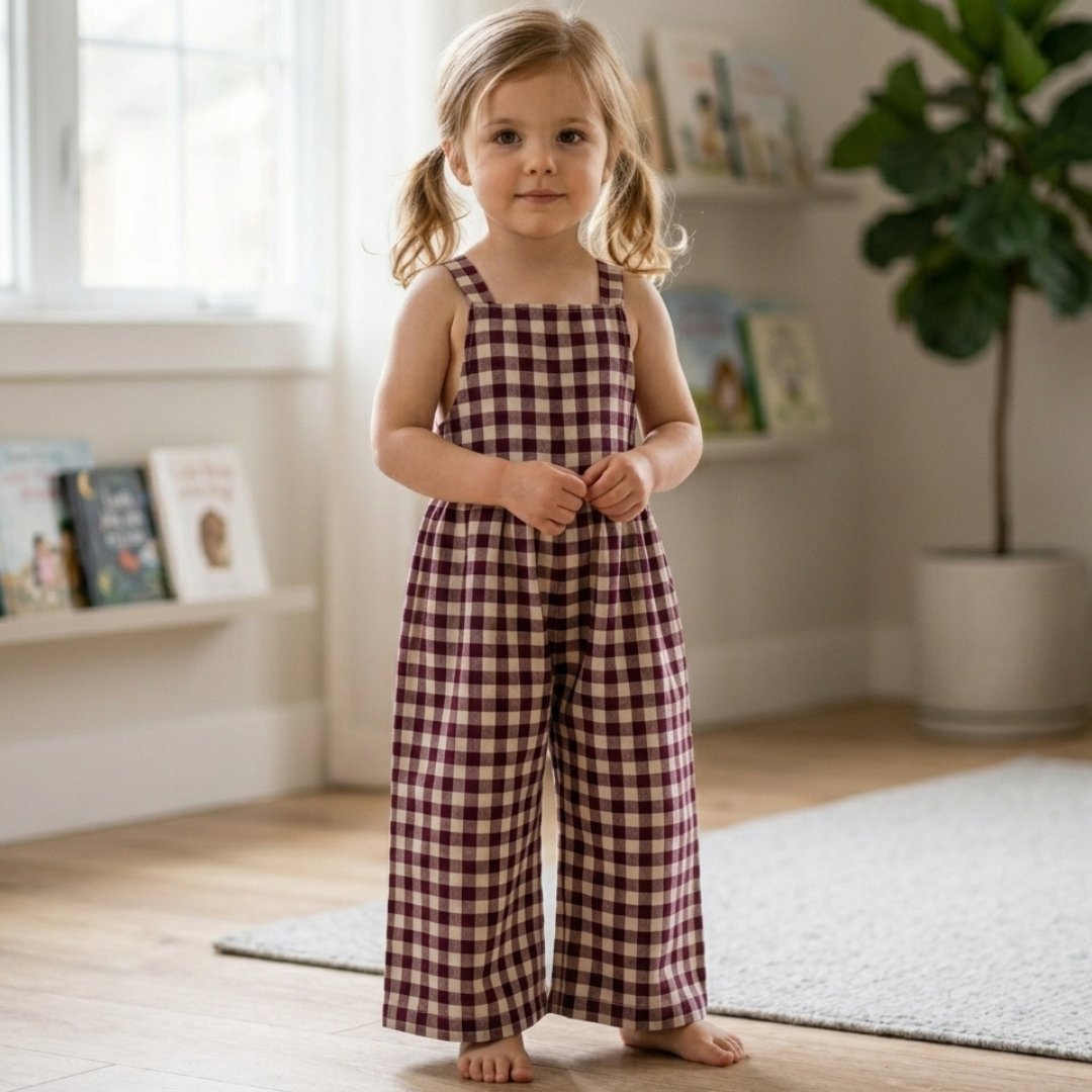 Girls Playsuit Sewing Pattern, Cross Back Jumpsuit Ages 2-12