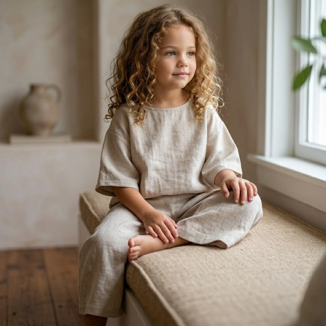 Girls Summer Outfit Sewing Pattern, Blouse And Wide Leg Pants