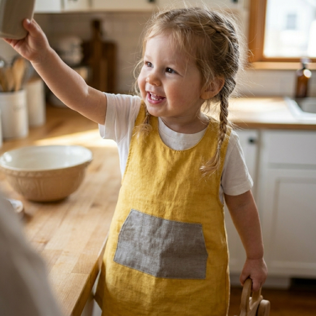 Cross Back Apron Sewing Pattern, Reversible Kids PDF Pattern, Sizes 1-10Y