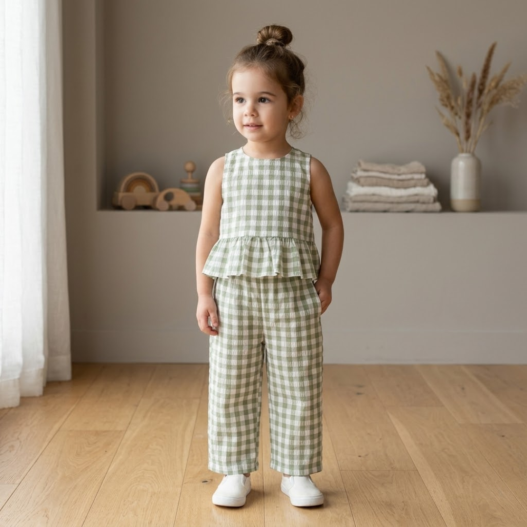 Plaid Top and Pants Sewing Pattern for Kids, PDF Pattern, Instant Download