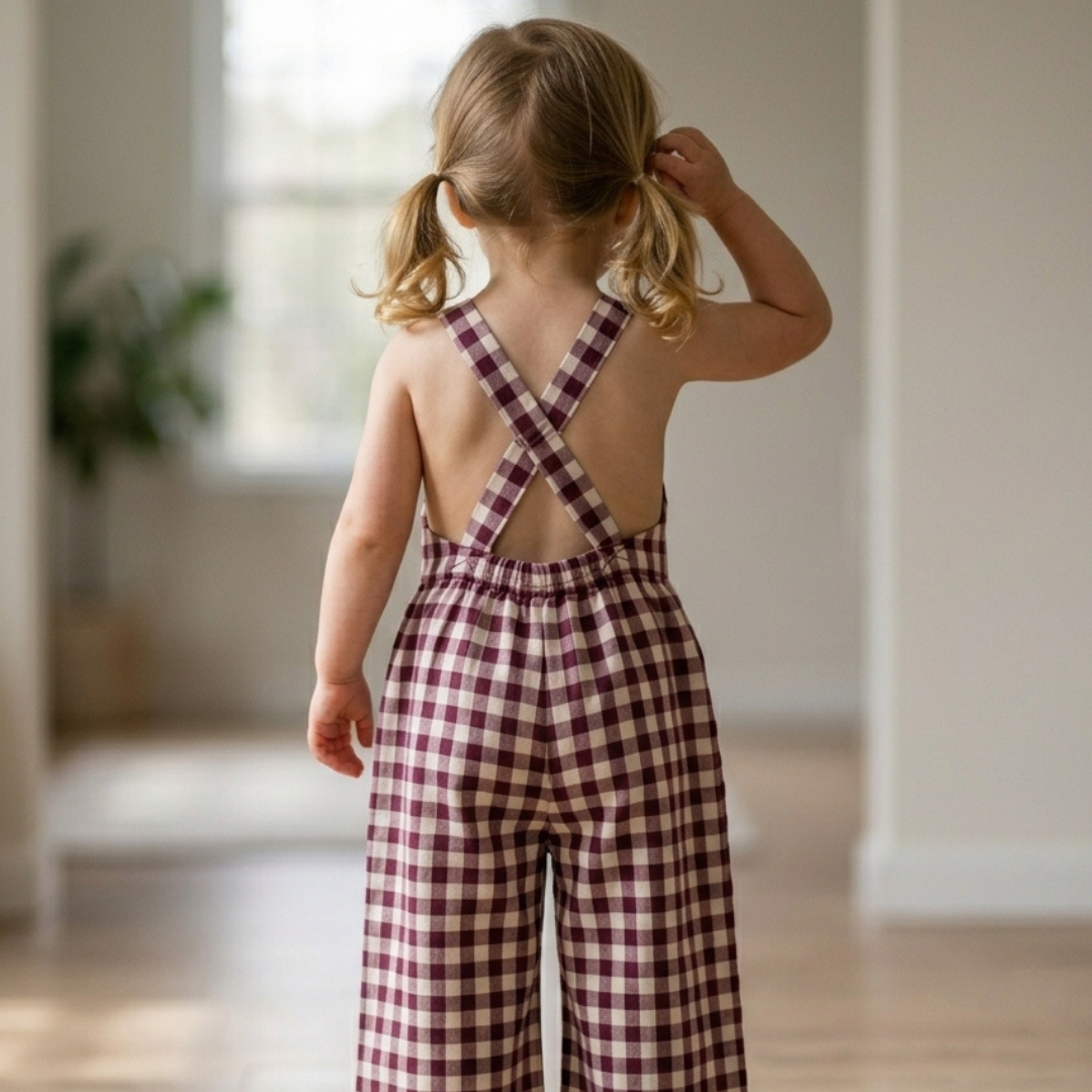 Girls Playsuit Sewing Pattern, Cross Back Jumpsuit Ages 2-12