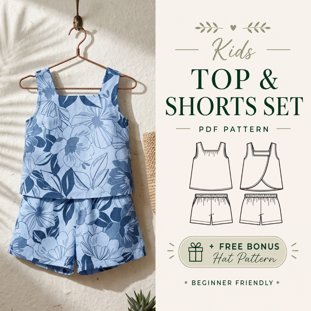 Cute Matching Set Sewing Pattern, Instant Download PDF, Sizes 1Y-13Y