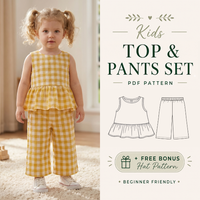 Kids Top and Pants Sewing Pattern, Beginner Friendly, Cute Matching Set