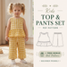 Kids Top and Pants Sewing Pattern, Beginner Friendly, Cute Matching Set