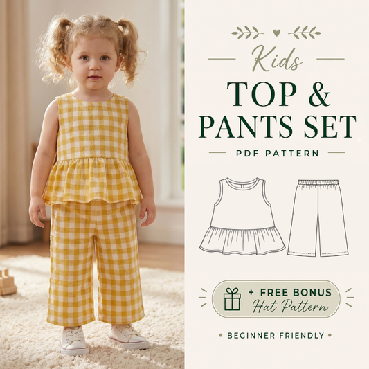 Kids Top and Pants Sewing Pattern, Beginner Friendly, Cute Matching Set