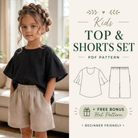 Kids Summer Outfit Sewing Pattern, Blouse And Shorts Set