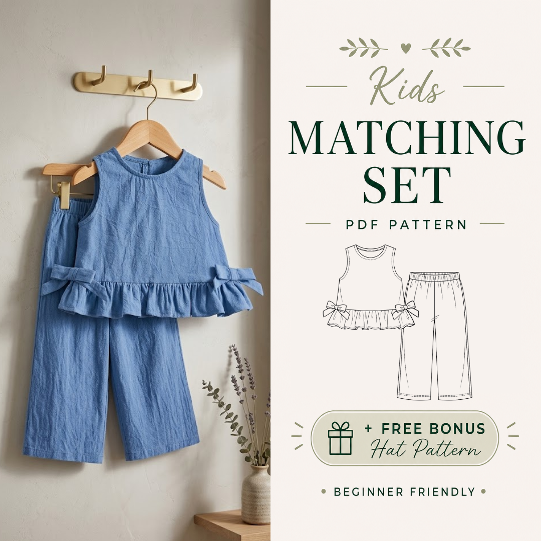 Top and Pants Sewing Pattern for Kids, PDF Pattern, Instant Download, Matching Set
