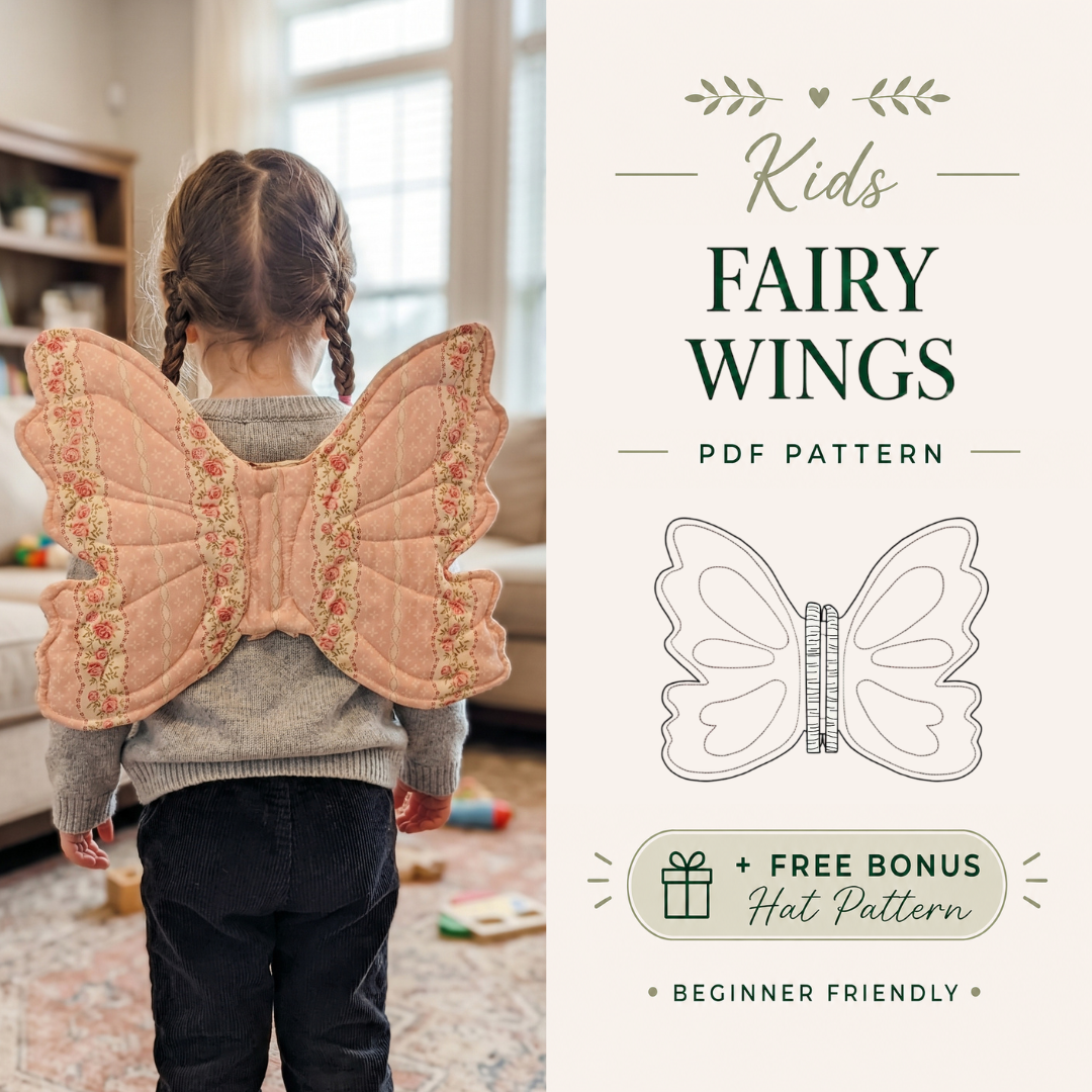 Fairy Wings Sewing Pattern for Kids, Easy DIY Costume with Written Instructions and Video Tutorial
