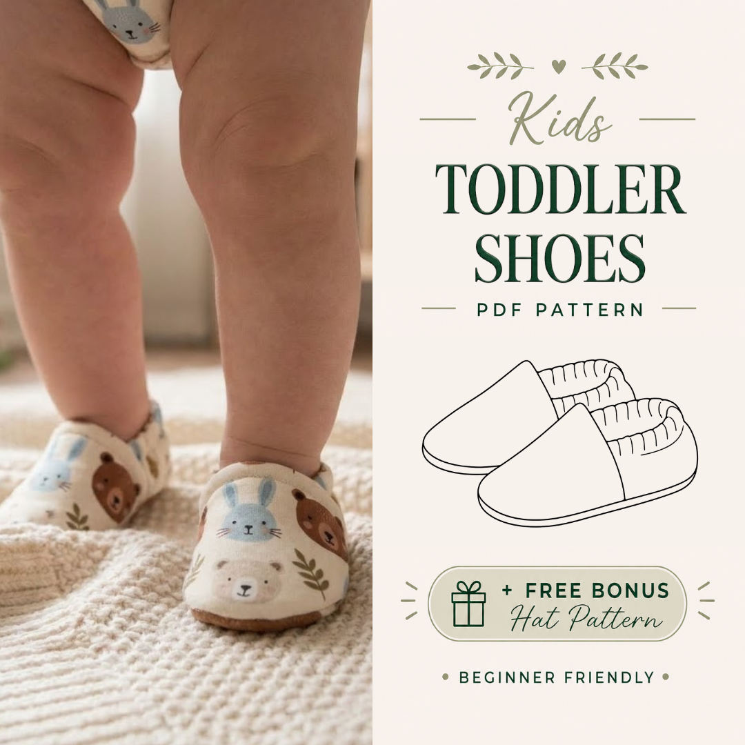 Baby Shoes Sewing Pattern, Beginner Slippers With Video Tutorial