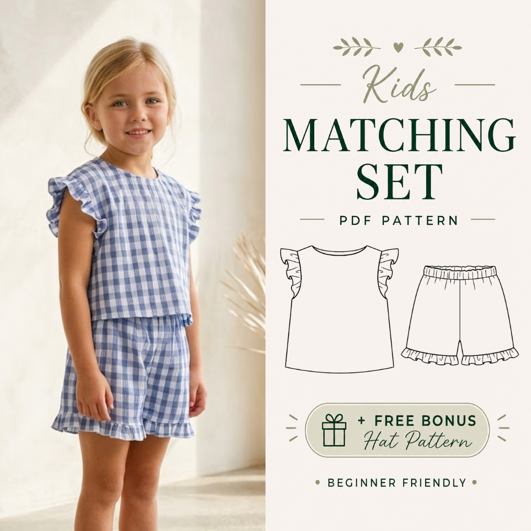 Kids Outfit, Top and Shorts Pattern, PDF Instant Download, Matching Set