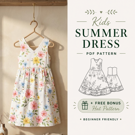 Summer Dress Sewing Pattern PDF, Sizes 2Y-16Y