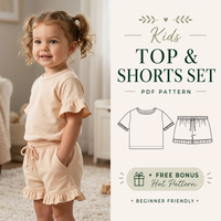 Girls Top and Shorts Set Sewing Pattern, Beginner Friendly, Sizes 1Y-13Y