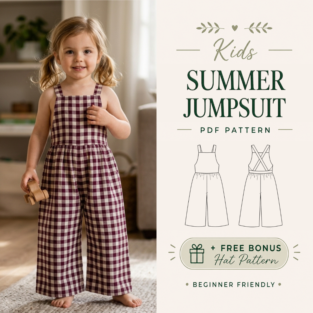 Girls Playsuit Sewing Pattern, Cross Back Jumpsuit Ages 2-12