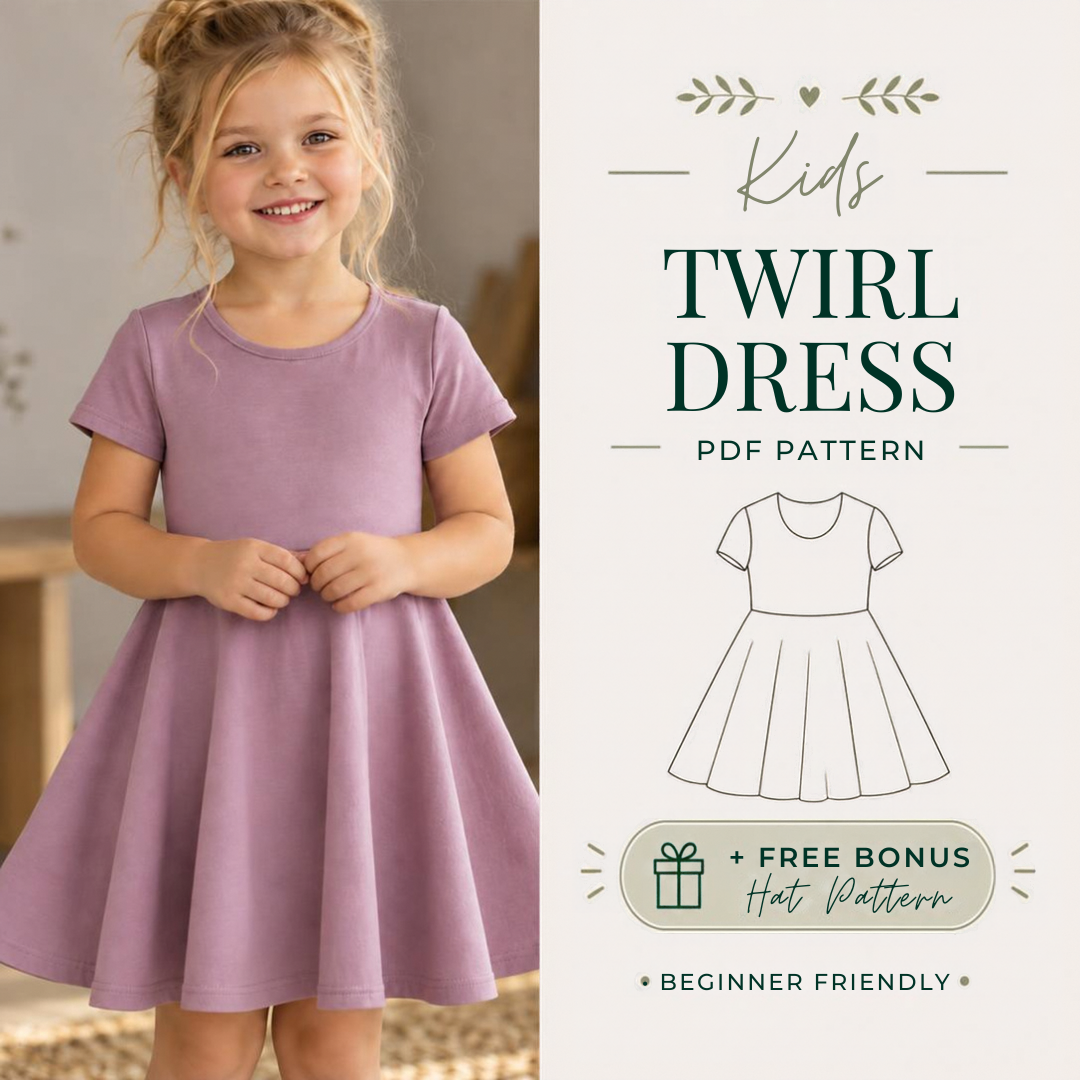 Girls Skater Dress Sewing Pattern, Kids Fit And Flare PDF