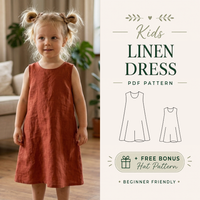 Girls Midi Dress Sewing Pattern, Pocket Dress PDF Pattern, Sizes 2-12Y