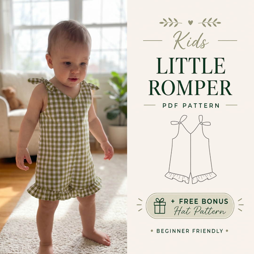 Classic Kids Romper Sewing Pattern, Instant PDF Download for Sizes 3M to 6Y