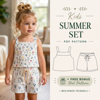 Girls Summer Shorts Set Pattern, Sleeveless Top And Shorts
