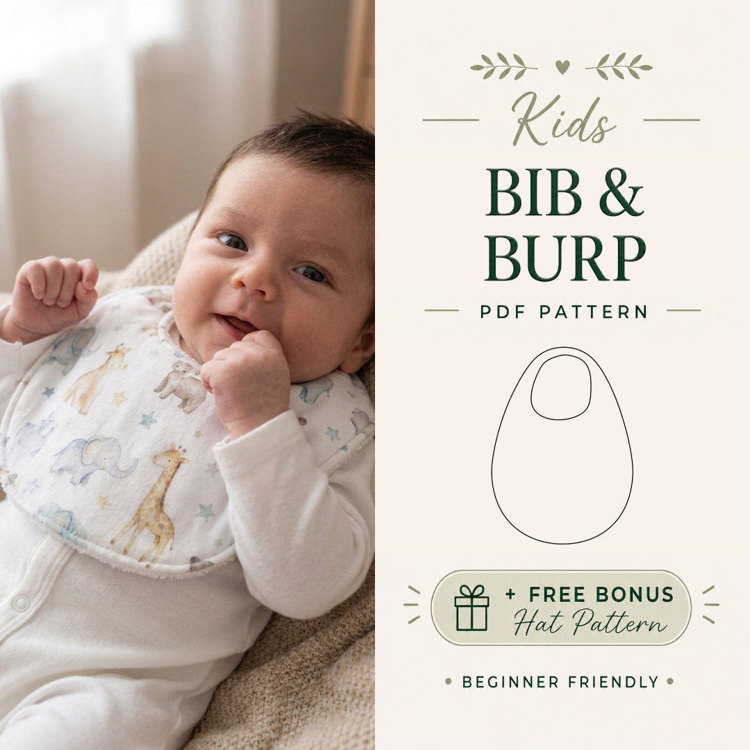 Baby Bib Sewing Pattern, Beginner Burp Cloth Tutorial