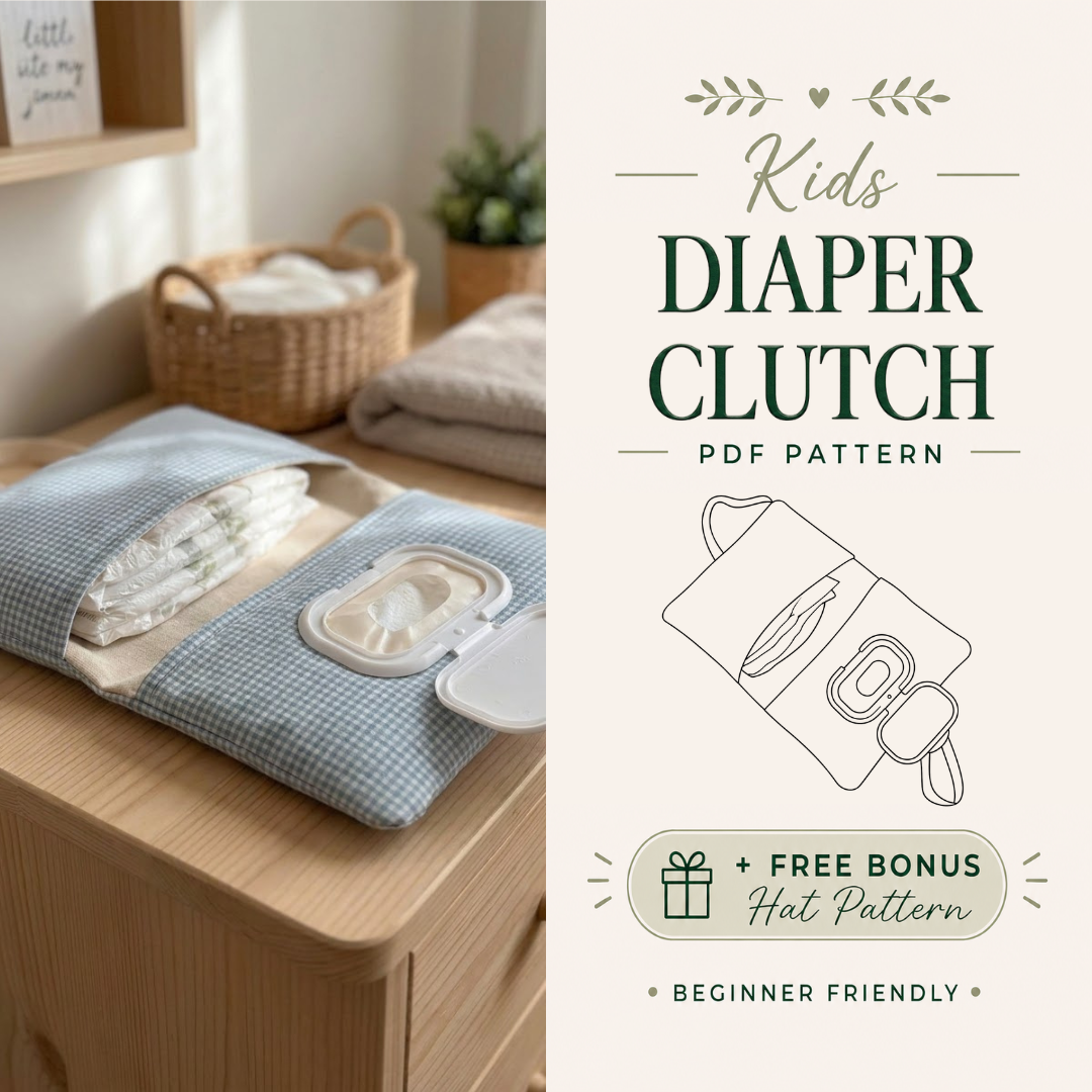 Diaper Clutch Sewing Pattern, Beginner Baby Changing Wallet
