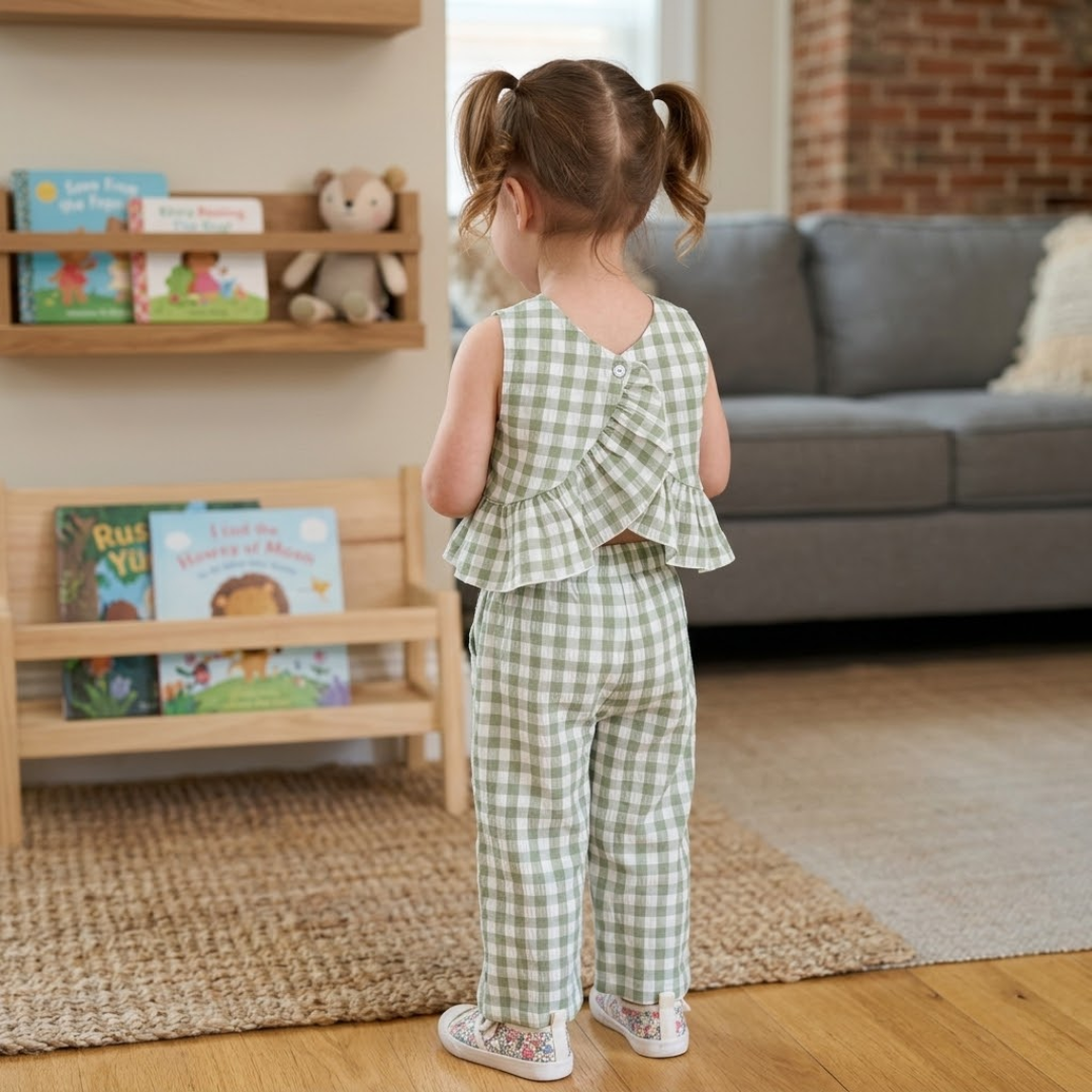 Plaid Top and Pants Sewing Pattern for Kids, PDF Pattern, Instant Download