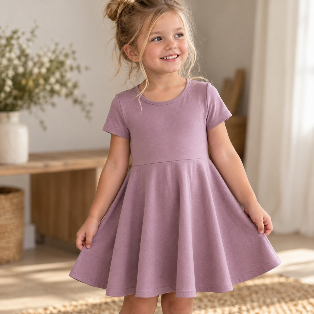 Girls Skater Dress Sewing Pattern, Kids Fit And Flare PDF