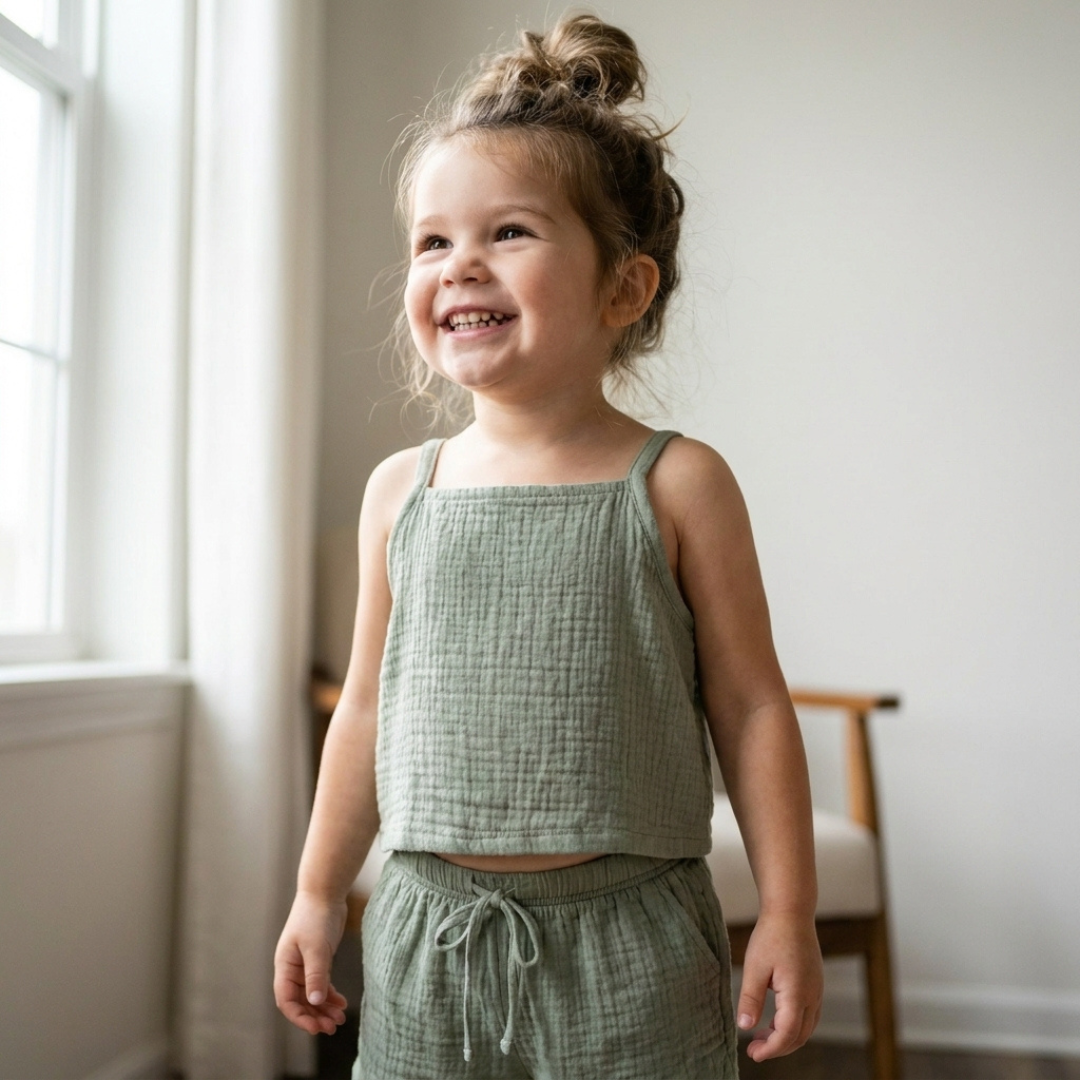 Girls Summer Shorts Set Sewing Pattern, Sleeveless Outfit PDF Pattern, All Sizes