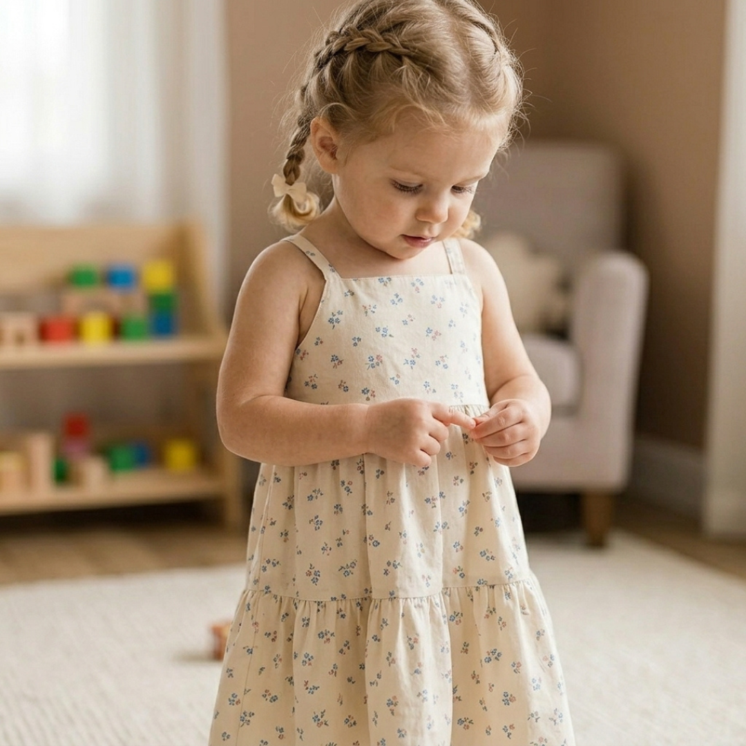 Girls Tiered Dress Pattern, Easy Summer Sundress For Kids