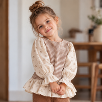 Girls Ruffled Blouse Sewing Pattern, Easy Puff Sleeve PDF for Kids