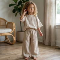 Girls Summer Outfit Sewing Pattern, Blouse And Wide Leg Pants