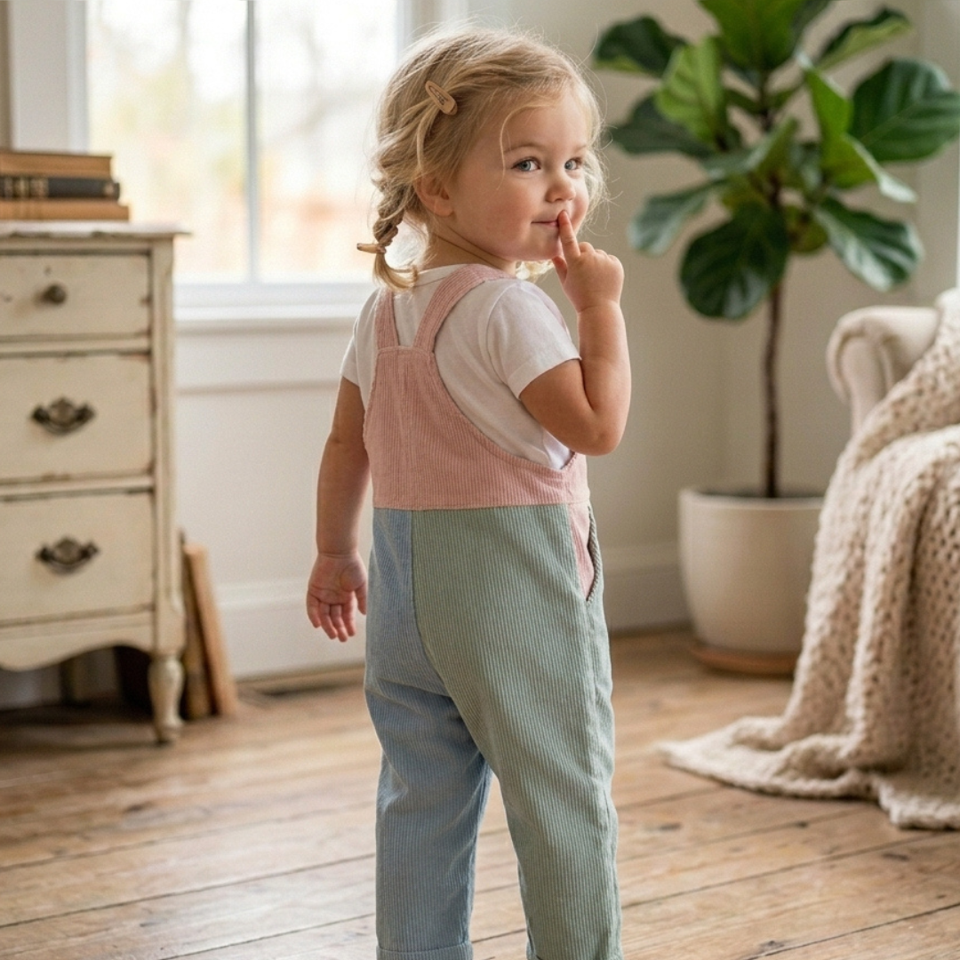 Kids Overalls Sewing Pattern, Beginner Toddler Jumpsuit Pattern