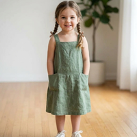 Girls Dress Sewing Pattern, Square Neck Pocket Dress