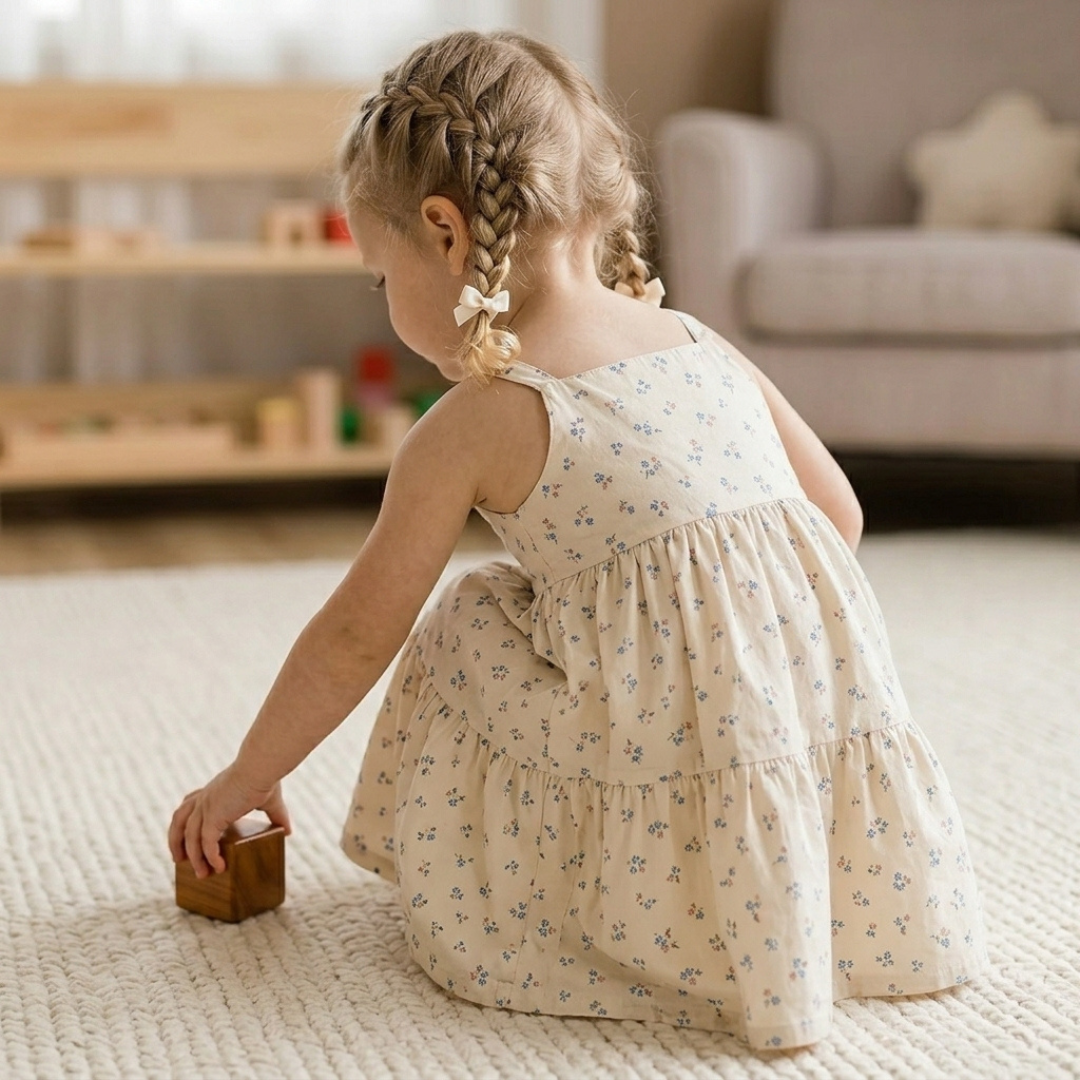 Girls Tiered Dress Pattern, Easy Summer Sundress For Kids