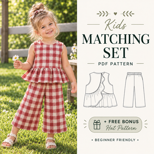 Plaid Top and Pants Sewing Pattern for Kids, PDF Pattern, Instant Download